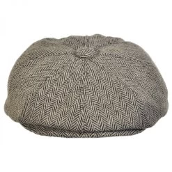 Herringbone Wool Blend Newsboy Cap