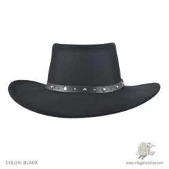 Stetson Black Hawk Crushable Wool Felt Gambler Cowboy Hat - Black -ChicHeadwear Haven 10958