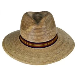 Striped Band Explorer Palm Straw Fedora Hat