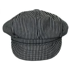 Engineer Striped Cotton Newsboy Cap