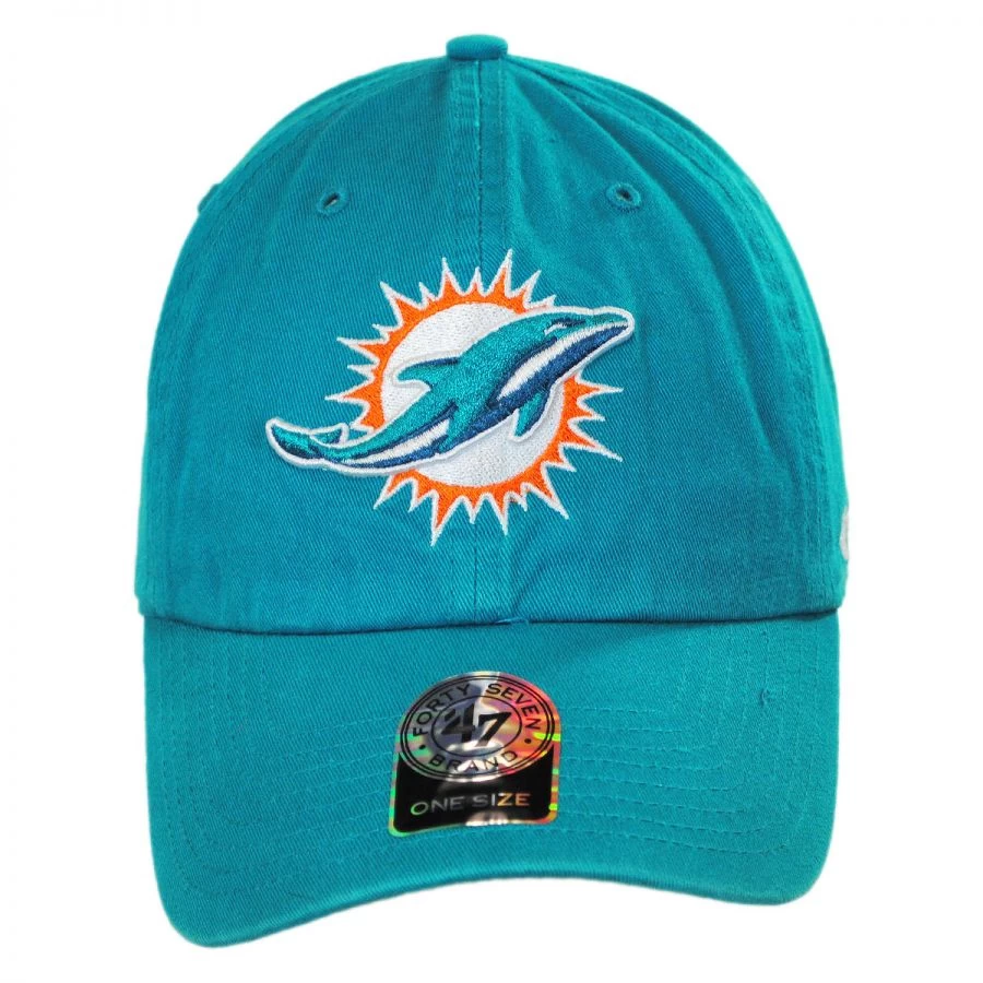'47 BRAND Miami Dolphins NFL Clean Up Strapback Baseball Cap Dad Hat 3 '47 BRAND Miami Dolphins NFL Clean Up Strapback Baseball Cap Dad Hat