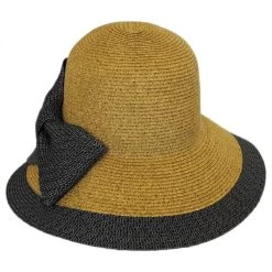 Overlap Brim And Bow Toyo Straw Sun Hat