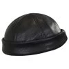 Six Panel Leather Skull Cap Beanie Hat