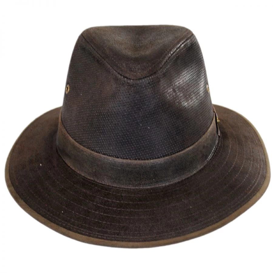 Stetson Weathered Leather Safari Fedora Hat 3 Stetson Weathered Leather Safari Fedora Hat