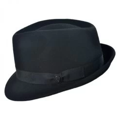 Detroit Wool Felt Trilby Fedora Hat - Black -ChicHeadwear Haven 18947