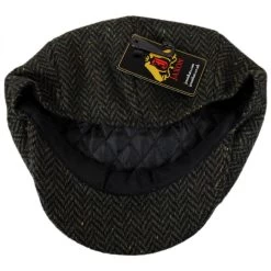 Cambridge Herringbone Wool Newsboy Cap -ChicHeadwear Haven 190610
