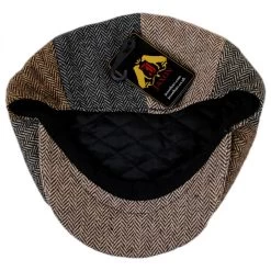 Herringbone Patchwork Wool Blend Newsboy Cap -ChicHeadwear Haven 190700
