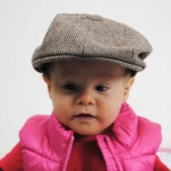Baby Herringbone Wool Blend Newsboy Cap