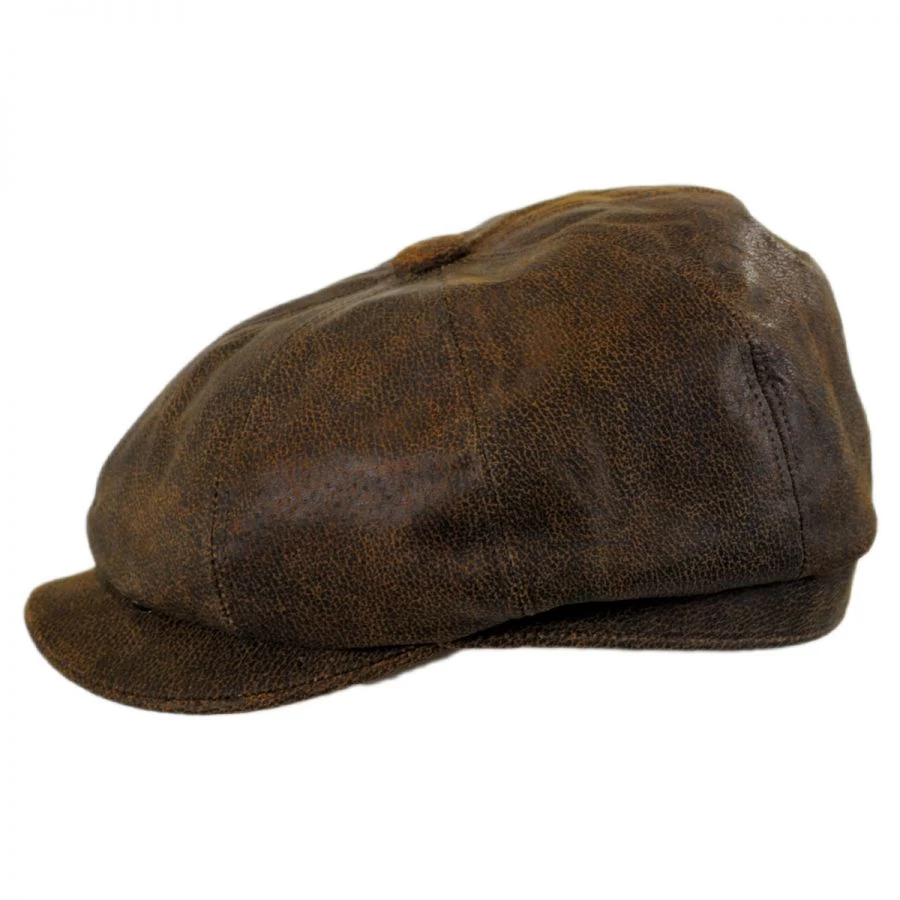 Leather Newsboy Cap - Brown 4 Leather Newsboy Cap - Brown - Image 2