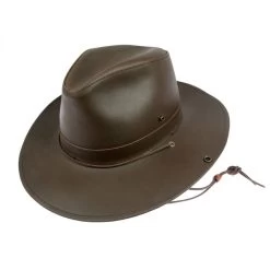 Leather Aussie Fedora Hat -ChicHeadwear Haven 224798