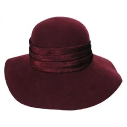 Satin Brooch Wool Felt Floppy Hat