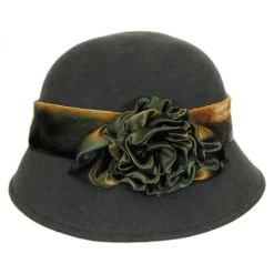 Silk Swirl Rose Wool Felt Cloche Hat -ChicHeadwear Haven 232725