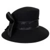 Satin Bow Slant Wool Felt Downbrim Hat -ChicHeadwear Haven 232740