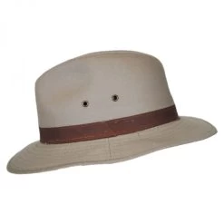 Packable Cotton Twill Safari Fedora Hat -ChicHeadwear Haven 265769