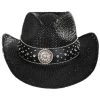 Rhinestone Raffia Straw Western Hat -ChicHeadwear Haven 281747