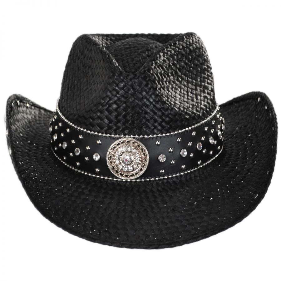 Rhinestone Raffia Straw Western Hat 3 Rhinestone Raffia Straw Western Hat