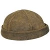 Six Panel Antique Leather Skull Cap Beanie Hat