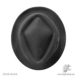 Wool Felt Diamond Crown Fedora Hat - Black -ChicHeadwear Haven 29024