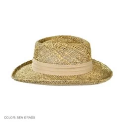Pebble Beach Seagrass Straw Gambler Hat -ChicHeadwear Haven 29444