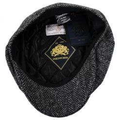 Carloway Harris Tweed Wool Herringbone Newsboy Cap - Gray -ChicHeadwear Haven 295928