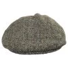 Stornoway Harris Tweed Wool Herringbone Flat Cap - Oatmeal -ChicHeadwear Haven 296129