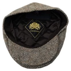 Stornoway Harris Tweed Wool Herringbone Flat Cap - Oatmeal -ChicHeadwear Haven 296135