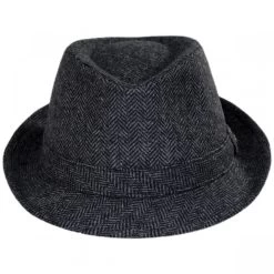 Herringbone Wool Trilby Fedora Hat