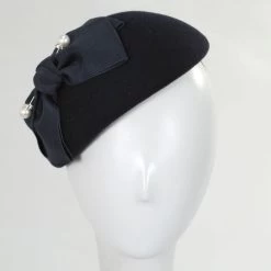 Wool Felt Ribbon Bow Accent Beret - Made To Order