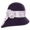 Bengaline Band Wool Felt Asymmetrical Cloche Hat - Made To Order -ChicHeadwear Haven 347015