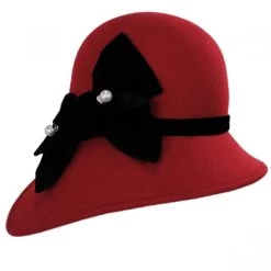 Velvet Band Wool Felt Asymmetrical Cloche Hat - Made To Order