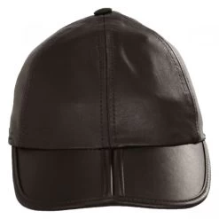 Split Bill Earflap Leather Ball Cap - Brown