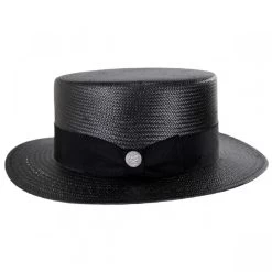 Stetson Keeneland Shantung Straw Skimmer Hat - Black -ChicHeadwear Haven 374319
