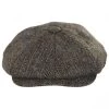Harris Tweed Overcheck Herringbone Wool Newsboy Cap - Taupe -ChicHeadwear Haven 378162