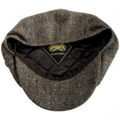 Harris Tweed Overcheck Herringbone Wool Newsboy Cap - Taupe -ChicHeadwear Haven 378168