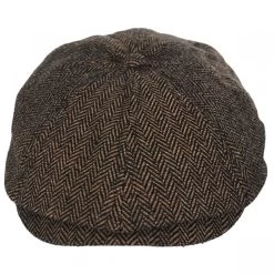 Brood Herringbone Wool Blend Newsboy Cap - Brown/Khaki