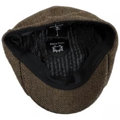 Brood Herringbone Wool Blend Newsboy Cap - Brown/Khaki -ChicHeadwear Haven 387372