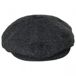 Brood Herringbone Wool Blend Newsboy Cap - Gray/Black