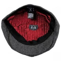 Brood Herringbone Wool Blend Newsboy Cap - Gray/Black -ChicHeadwear Haven 392142