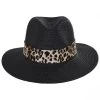 Gabon Leopard Scarf Toyo Straw Fedora Hat