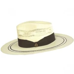 Chiron Wide Brim Bangora Straw Fedora Hat -ChicHeadwear Haven 393806
