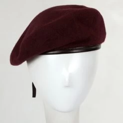 Wool Military Beret With Lambskin Band