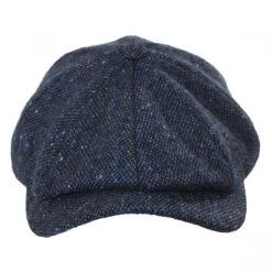 Magee Tweed Lambswool Newsboy Cap - Navy Blue