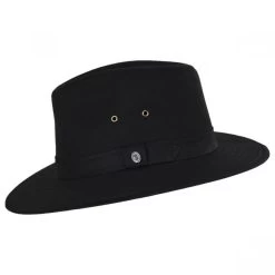 Cotton Oilcloth Safari Fedora Hat - Black -ChicHeadwear Haven 402183