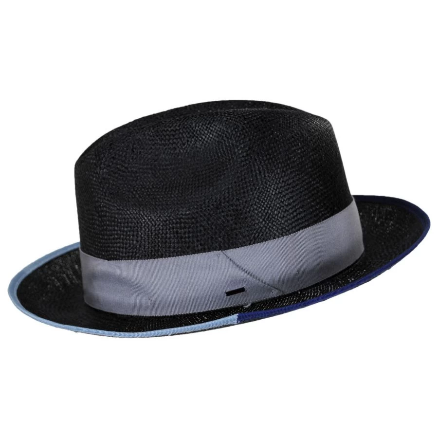 Bailey Hesmond Sisal Litestraw Fedora Hat - Black/Blue 4 Bailey Hesmond Sisal Litestraw Fedora Hat - Black/Blue - Image 2