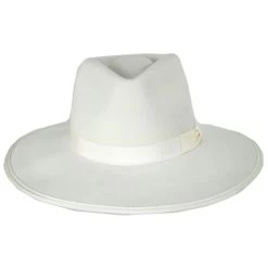 Jo Wool Felt Rancher Fedora Hat - Off White