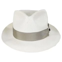 Cassatt Reversible Band Grade 8 Panama Straw Fedora Hat - Bleach