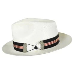 Cassatt Reversible Band Grade 8 Panama Straw Fedora Hat - Bleach -ChicHeadwear Haven 410708