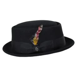 Crushable Wool Felt Pork Pie Hat - Black -ChicHeadwear Haven 410952