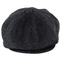 Large Herringbone Wool Blend Newsboy Cap