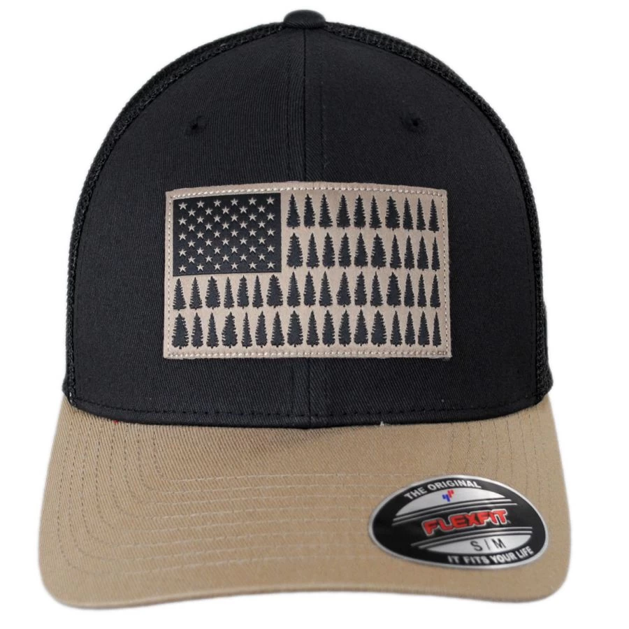 Columbia Sportswear Tree Flag Mesh Flexfit Fitted Baseball Cap - Natural/Navy 3 Columbia Sportswear Tree Flag Mesh Flexfit Fitted Baseball Cap - Natural/Navy